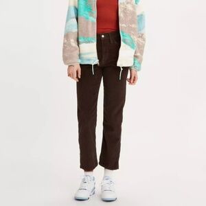 Levi's Premium Wedgie Straight Fit Corduroy Pants Hot Fudge Brown Size 27